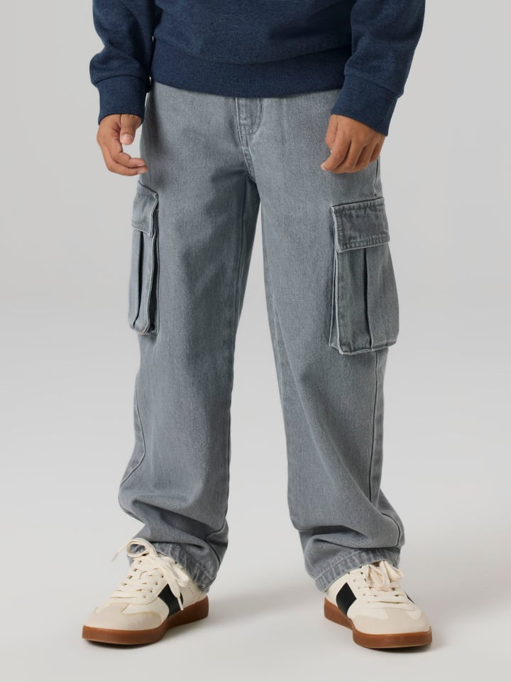 Name it Джинсы прямого кроя NKMRYAN ST CARGO JEANS 5910-ZD светло-серого цвета — фото 3