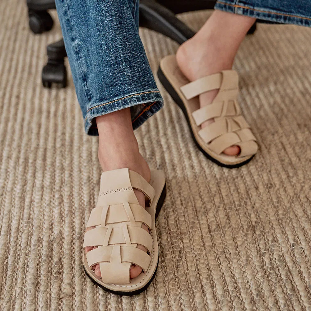 Мужские слайды Michael Slide Nubuck белые от Jerusalem Sandals