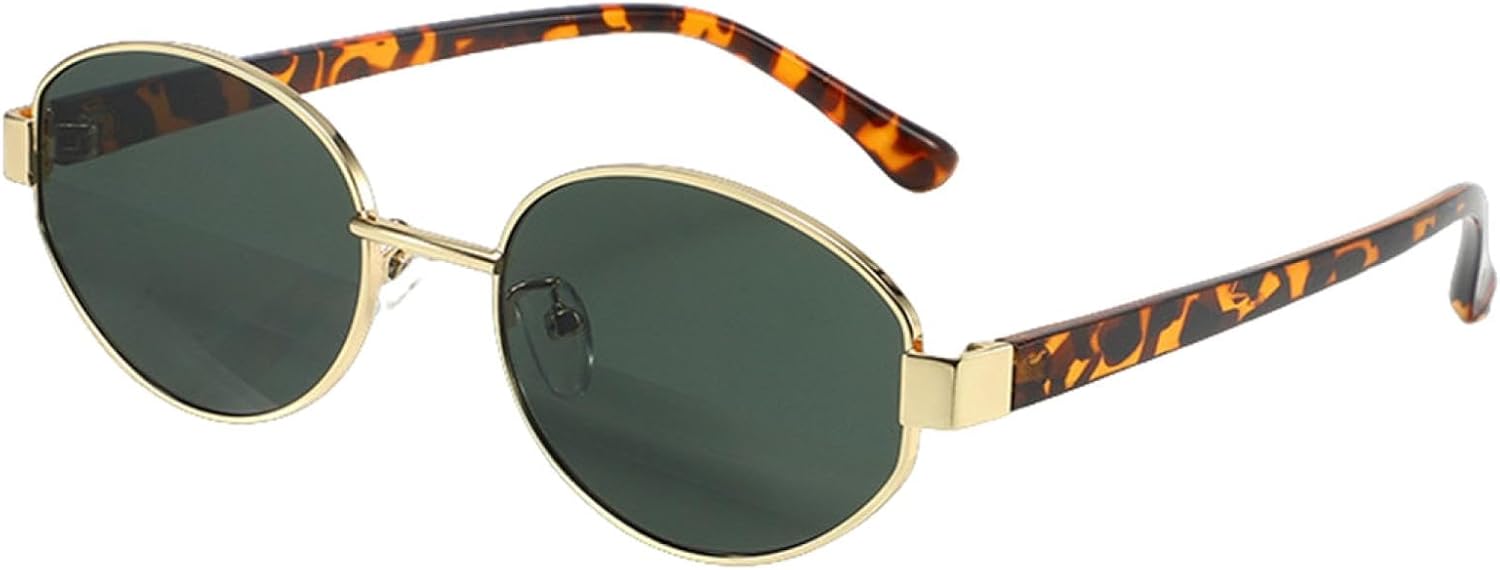 

Модные овальные металлические солнцезащитные очки для женщин, винтажные ретро-очки для мужчин, спортивные солнцезащитные очки для женщин, зеркальные очки с защитой от УФ-излучения UV400 SZVVBKK, Leopard G15