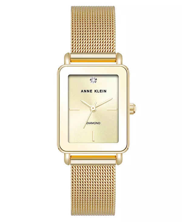 

Женские кварцевые прямоугольные часы с сетчатым корпусом из нержавеющей стали золотистого оттенка, 21 мм Anne Klein, gold-tone