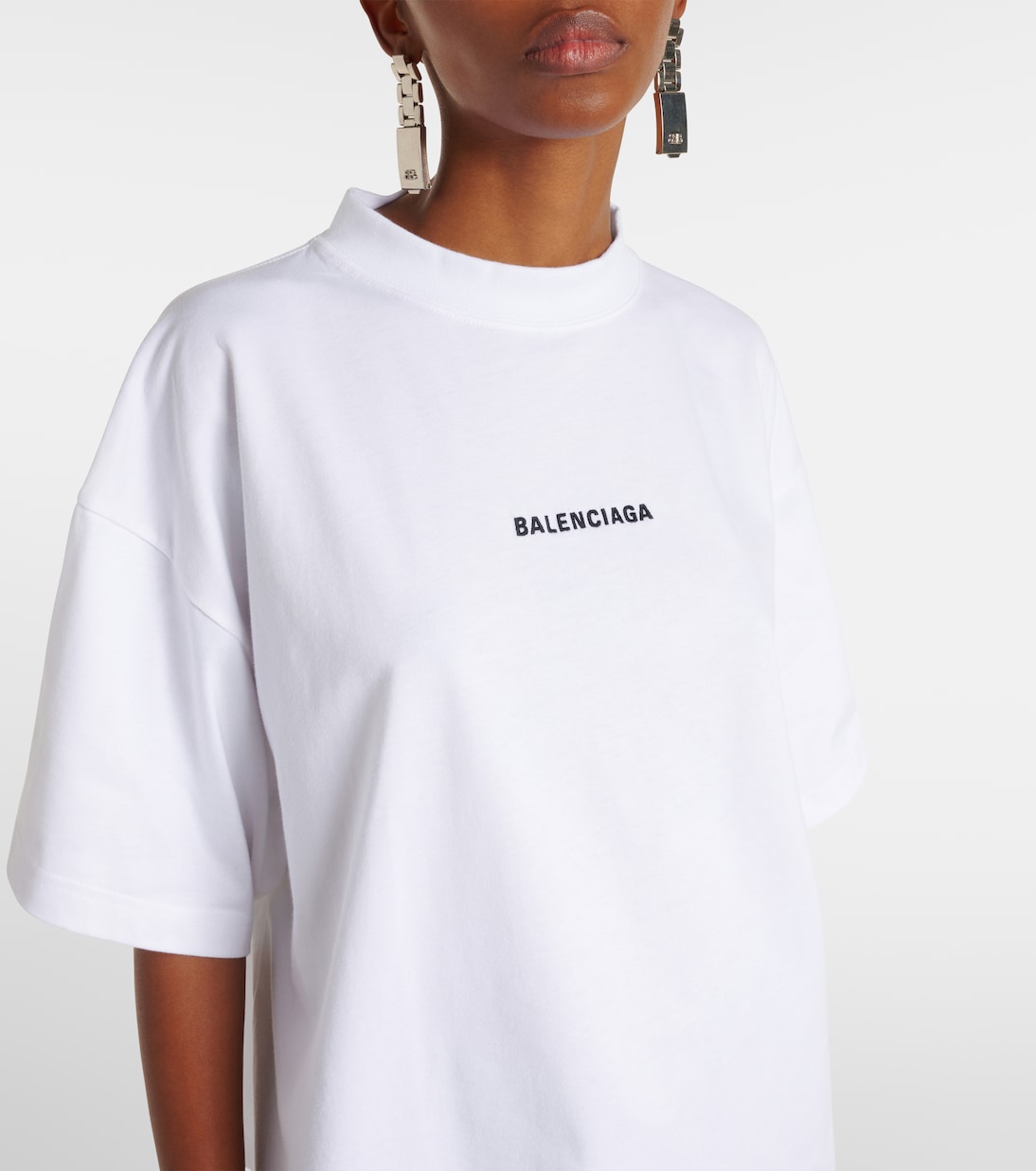 Футболка из хлопкового джерси с принтом Balenciaga, White/Black — фото 4