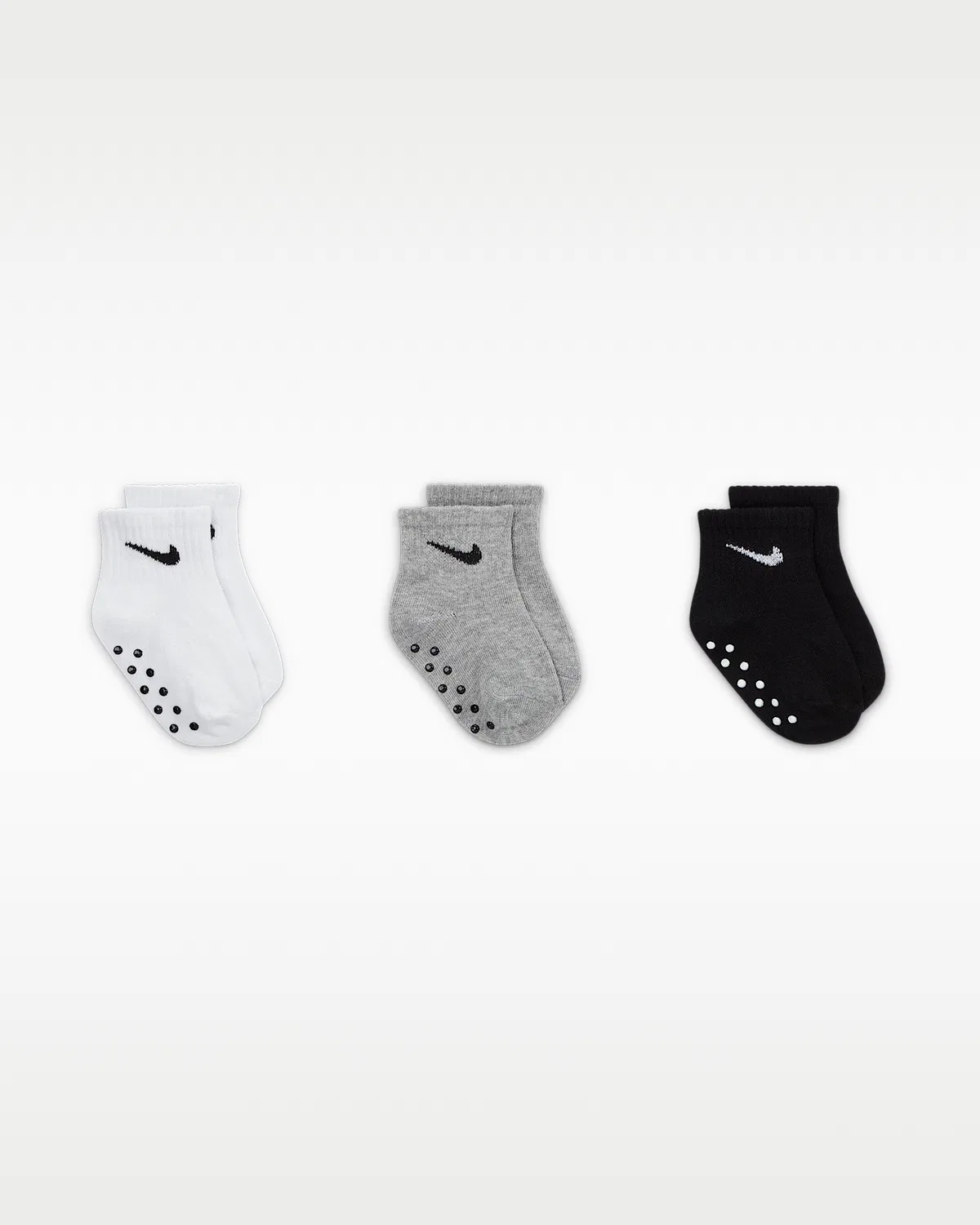 Baby Core Swoosh Gripper Socks (3 пары) Nike, Dark Grey Heather — фото 2