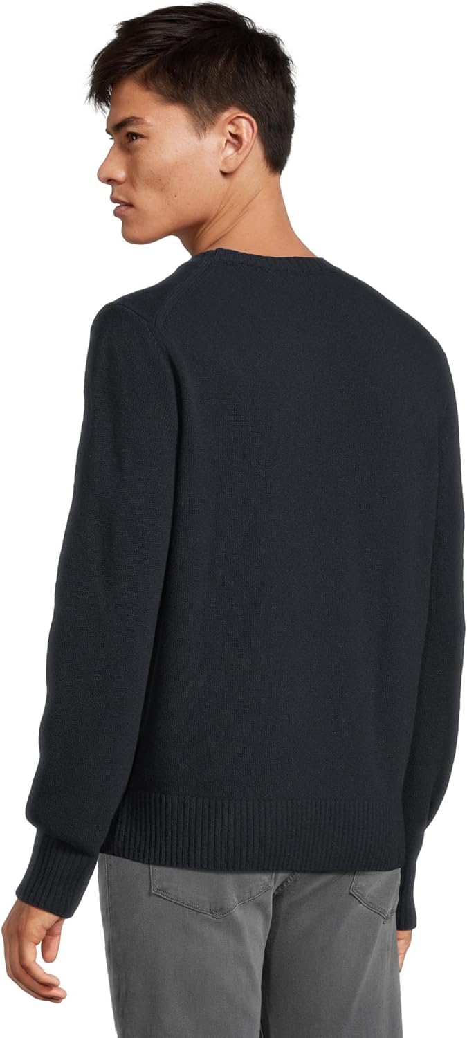 Lacoste мужской кардочесаный шерстяной свитер с круглым вырезом, Navy Blue — фото 3