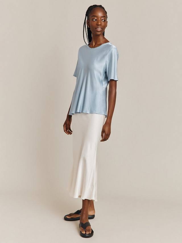 

Сатиновая миди-юбка Luna с косым кроем Ghost, Ivory