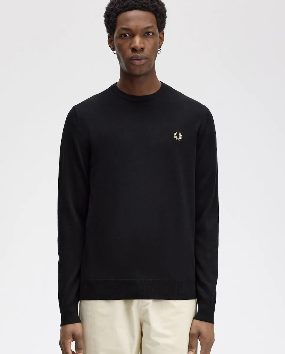 

Мужской свитер с длинным рукавом и круглым вырезом Fred Perry, черный