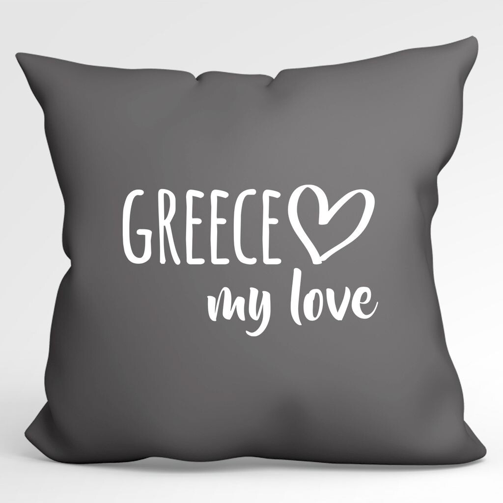 

Подушка Huuraa Греция моя любовь декоративный чехол на подушку без наполнителя размер 40х40см Серый стальной для всех любителей Греции идея подарка для друзей и семьи Hellweg Druckerei