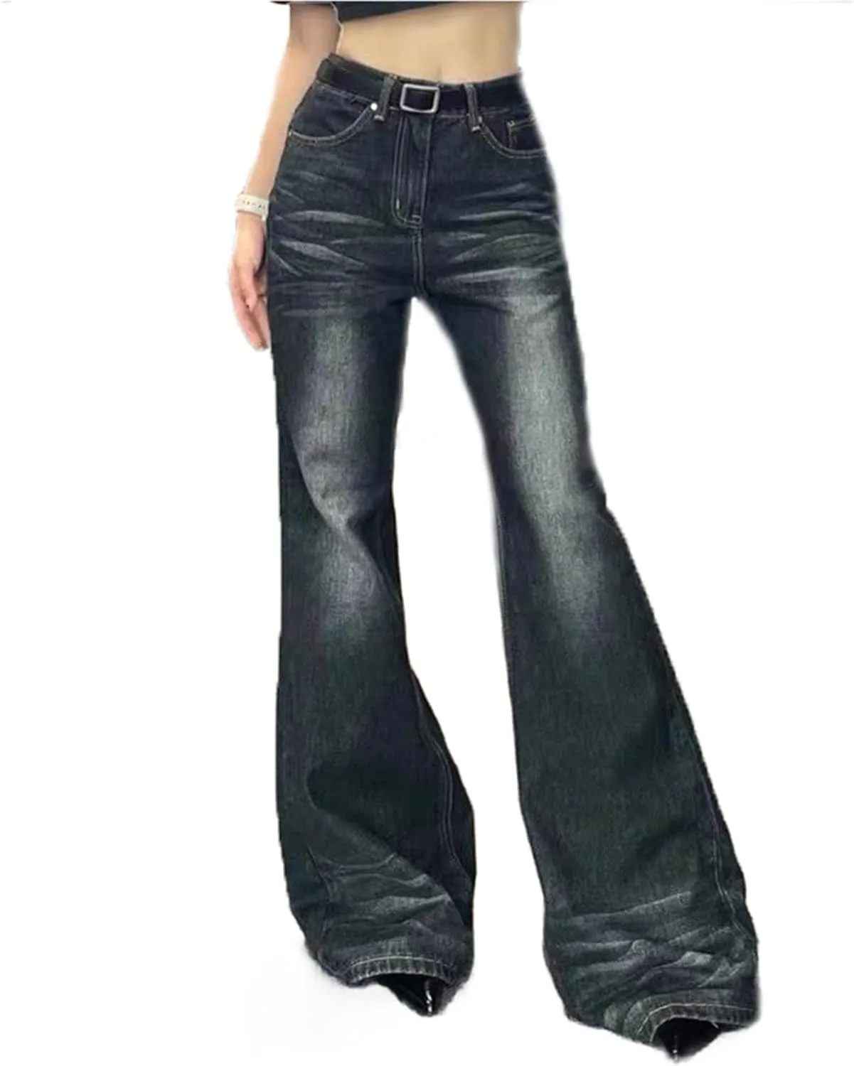 Джинсы для женщин High Waisted в стиле Y2k, Flare, Loose Fit