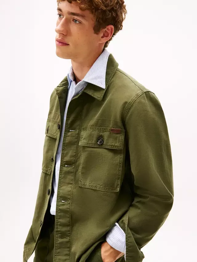 Хлопковая рабочая куртка, цвет Арктическая ель Tommy Hilfiger — фото 4