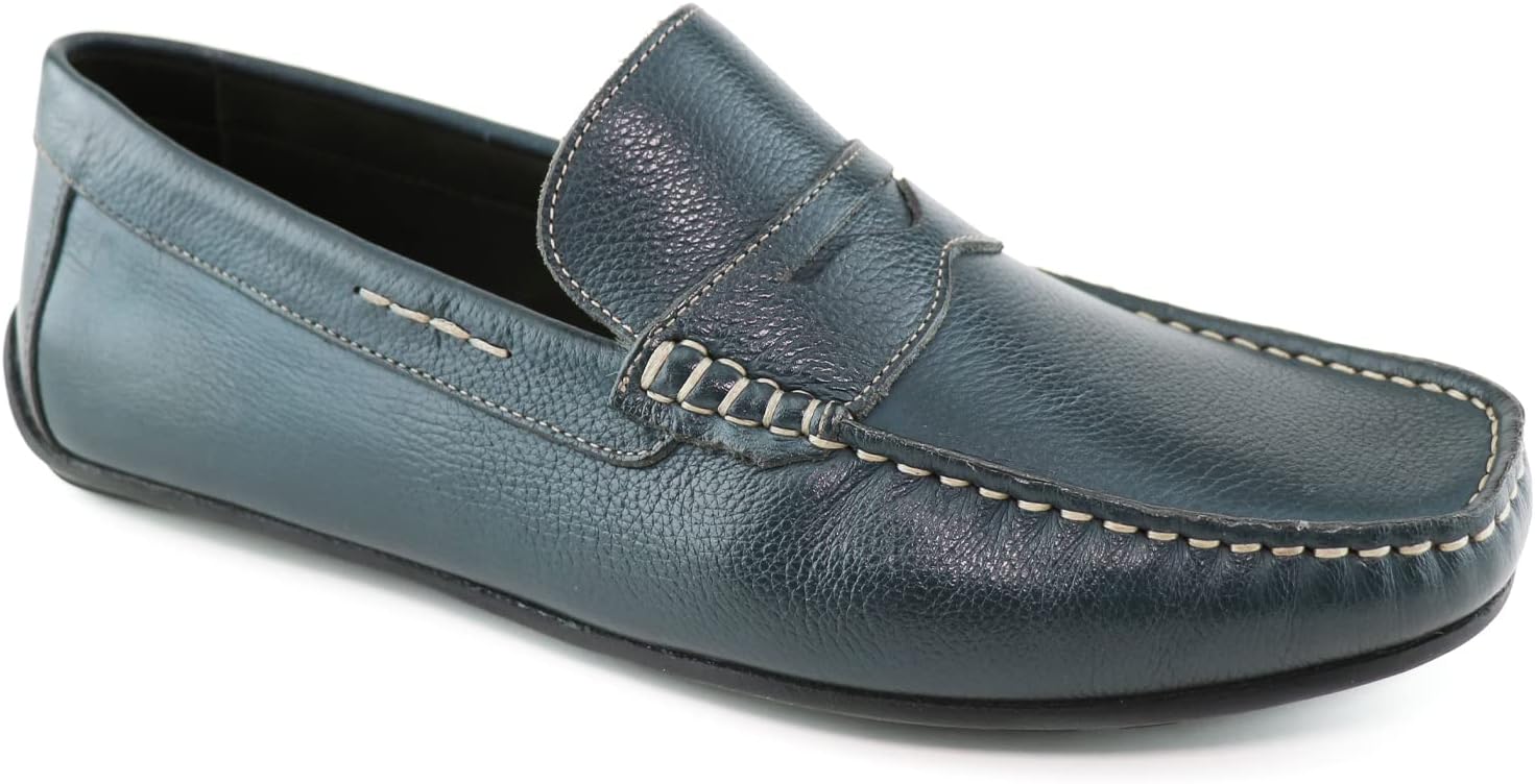 

Мужские кожаные повседневные лоферы с пенни Marc Joseph New York, темно-синий