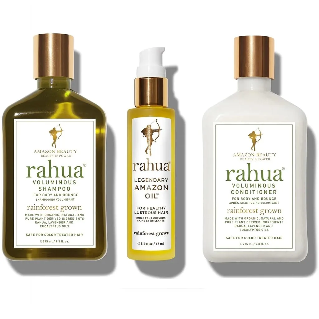 Легендарный набор Rahua Voluminous: шампунь, кондиционер и легендарное масло Amazon для женщин и мужчин.