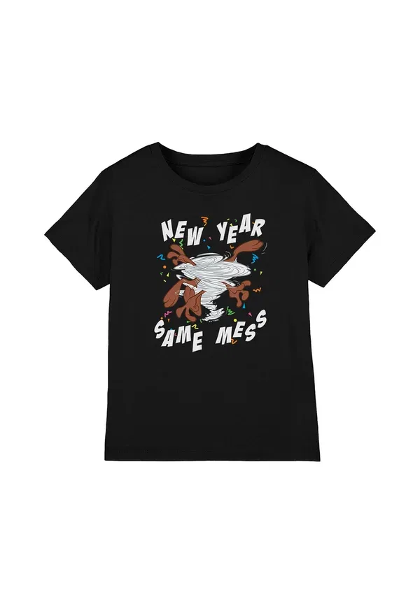 Футболка Cotton Soul Looney tunes new year, same mess with taz print t-shirt, черный