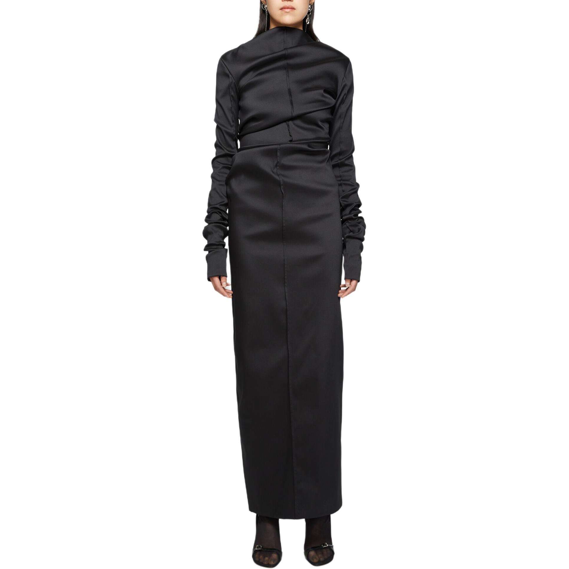

Платье с драпировкой Acne Studios, черное