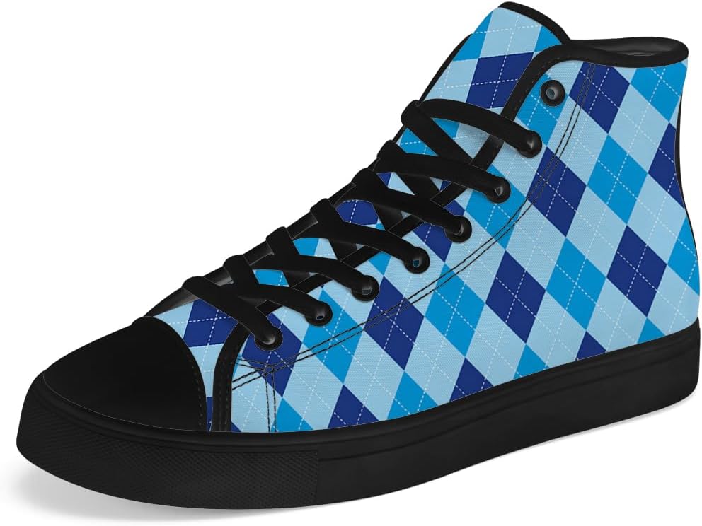 

Кеды Chebing для мужчин и женщин, высокие, тканевые, в клетку, на шнуровке, повседневные, синий