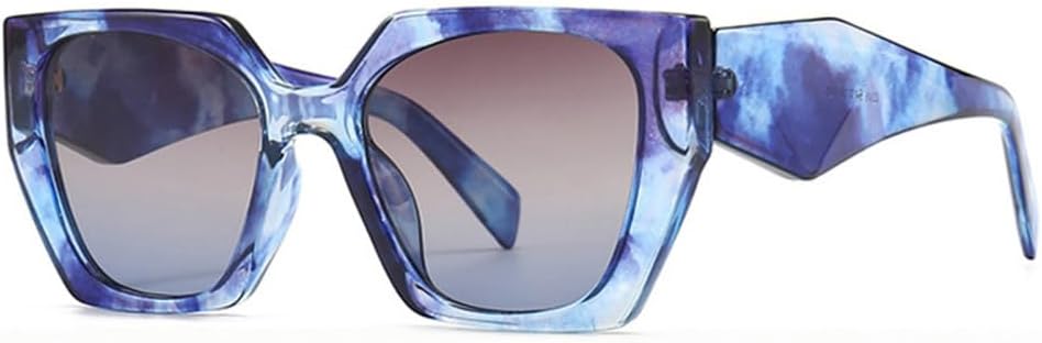 

Солнцезащитные очки в стиле ретро «Кошачий глаз» с многоугольными линзами, градиентные линзы, защита от УФ-излучения UV400, мужские солнцезащитные очки HDUBFY, Blue Tea Blue