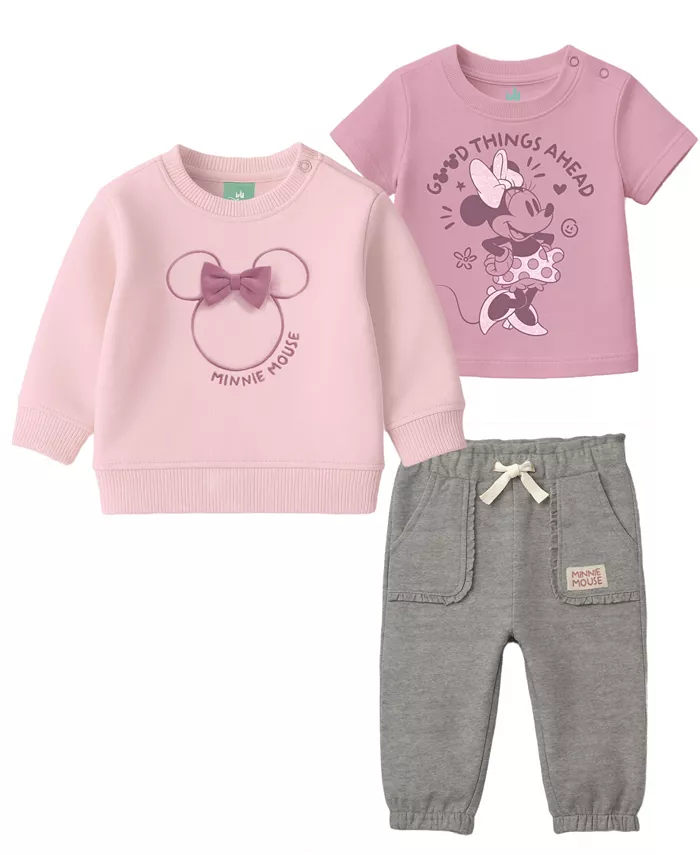 

Комплект для девочек из 3 предметов: толстовка Minnie Mouse, футболка и штаны Disney