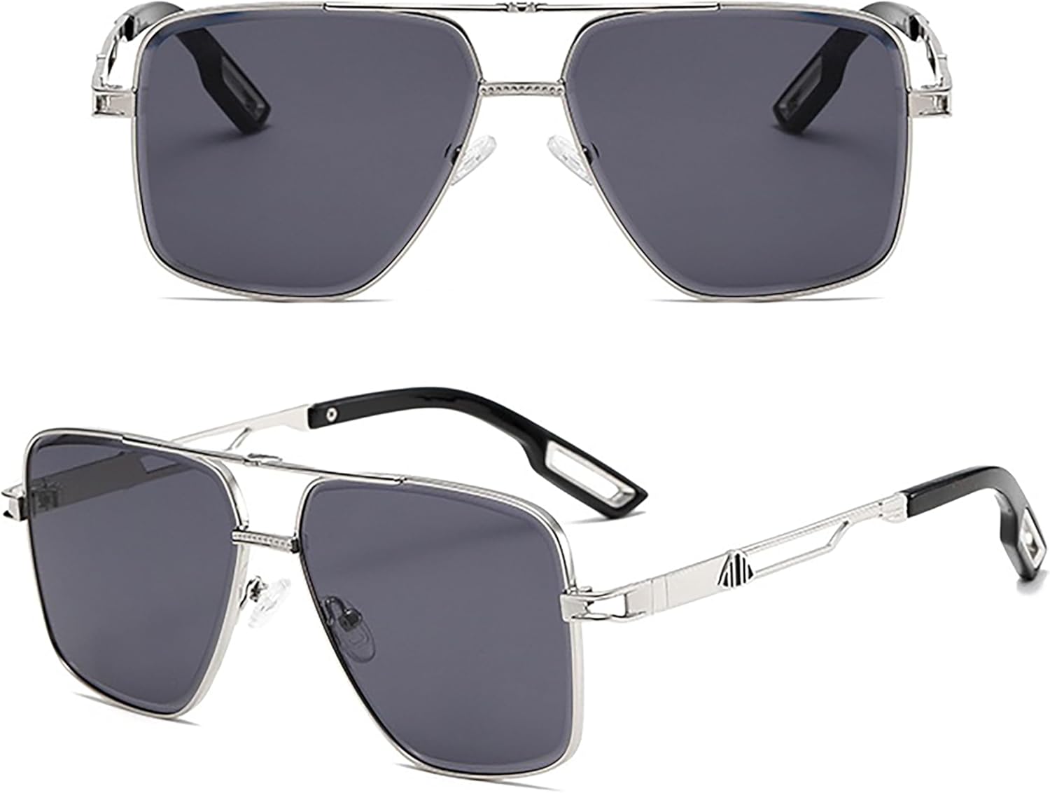 

Ретро-солнцезащитные очки в маленькой металлической оправе для женщин с двойной перемычкой, прямоугольные, для мужчин, модные солнцезащитные очки с защитой UV400 Generic, F