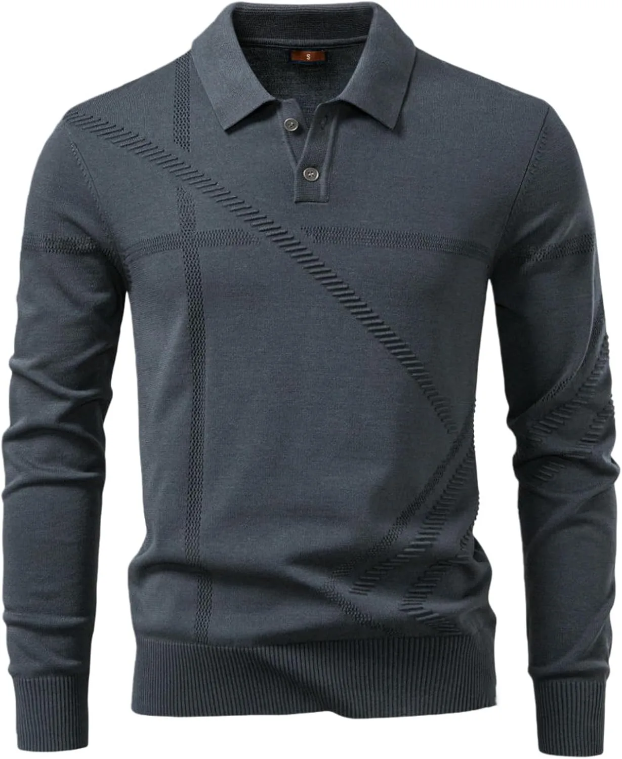 

Мужской джемпер с жаккардовым лацканом для бизнес-кэжуал FOLKFOLD