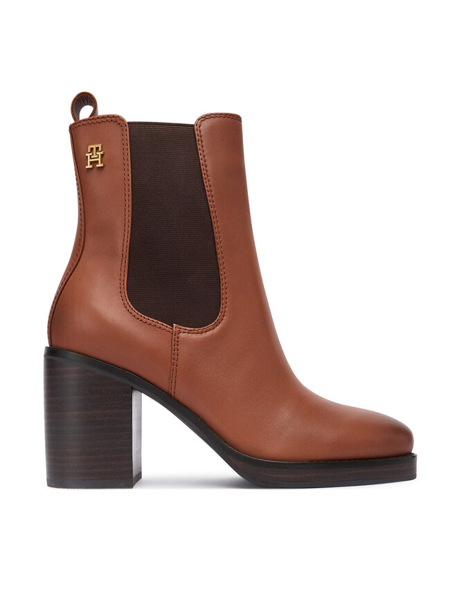 Ботильоны Square Toe Chelsea High Block Hl FW0FW08844 Tommy Hilfiger, коричневый