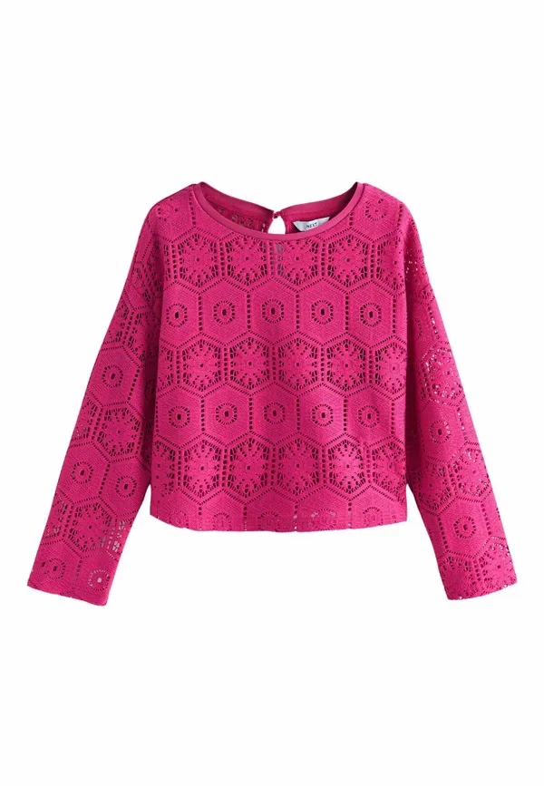 Блуза Next, Regular fit crochet long sleeve top, розовый