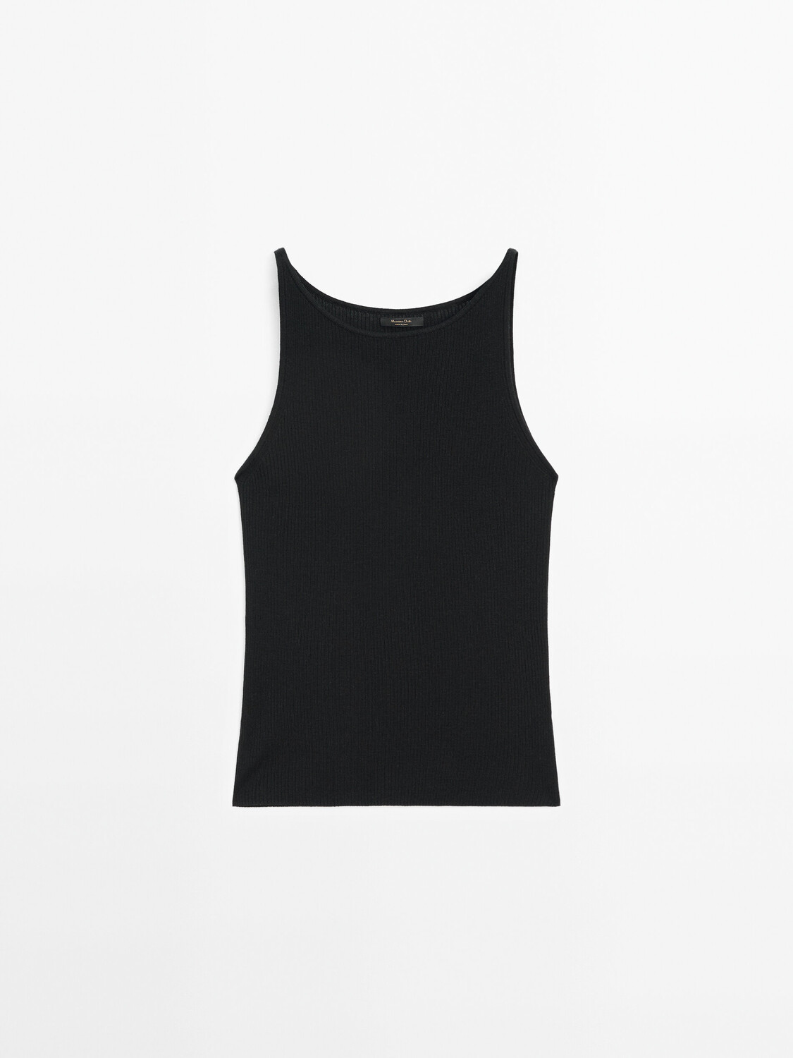 

Трикотажный топ в рубчик Massimo Dutti, черный