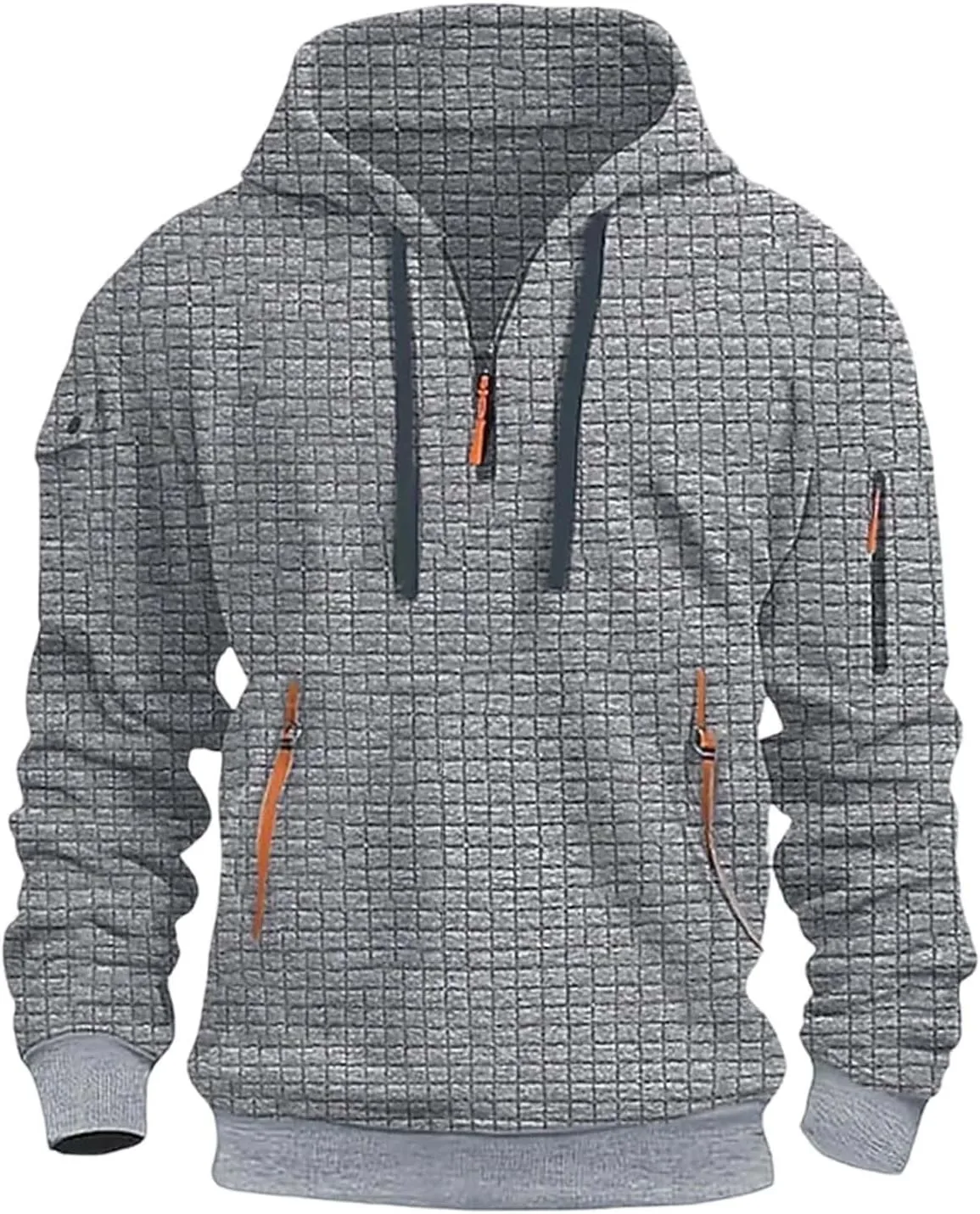 

Мужская худи на четверть молнии с капюшоном и карманами на молнии evzosrz