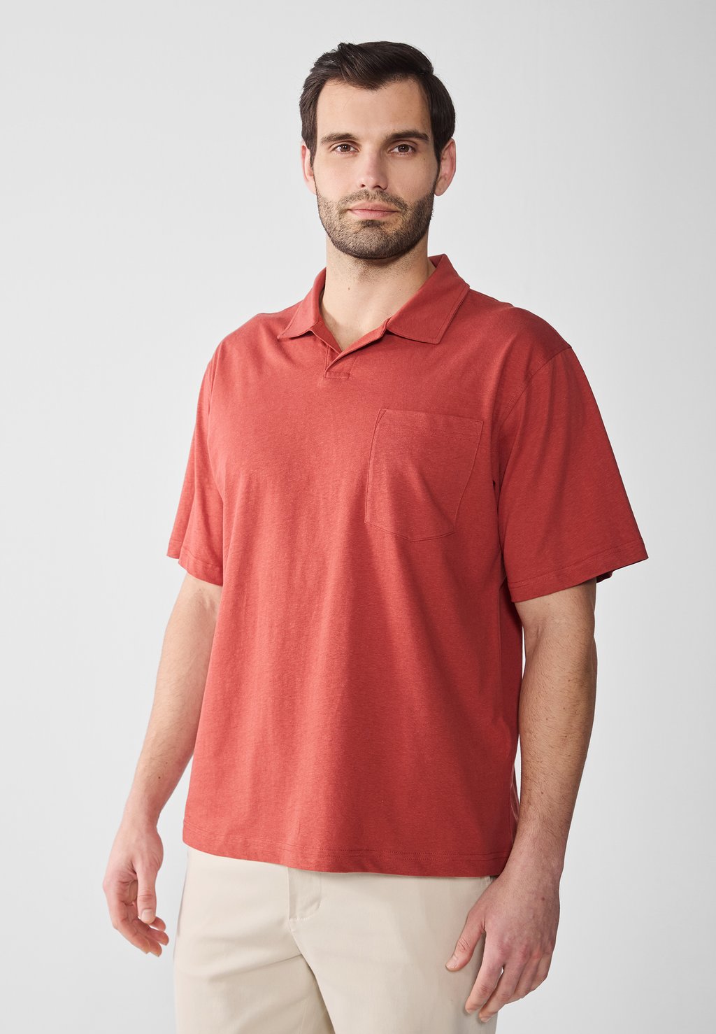

Рубашка поло LINEN MIX POLO SHIRT Pier One, красный
