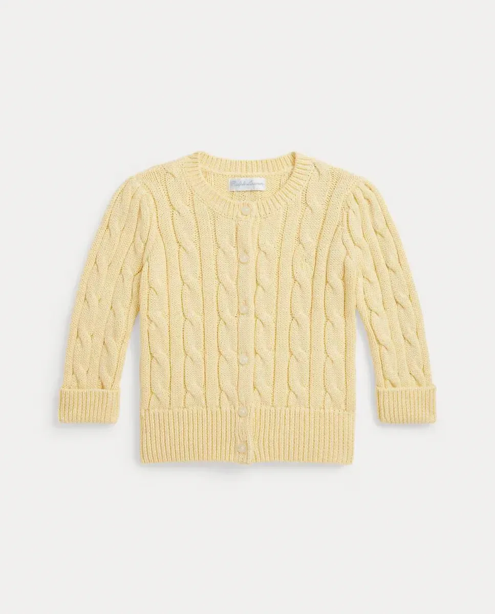 Кардиган для девочки младенца с металлической восьмеркой Polo Ralph Lauren, желтый