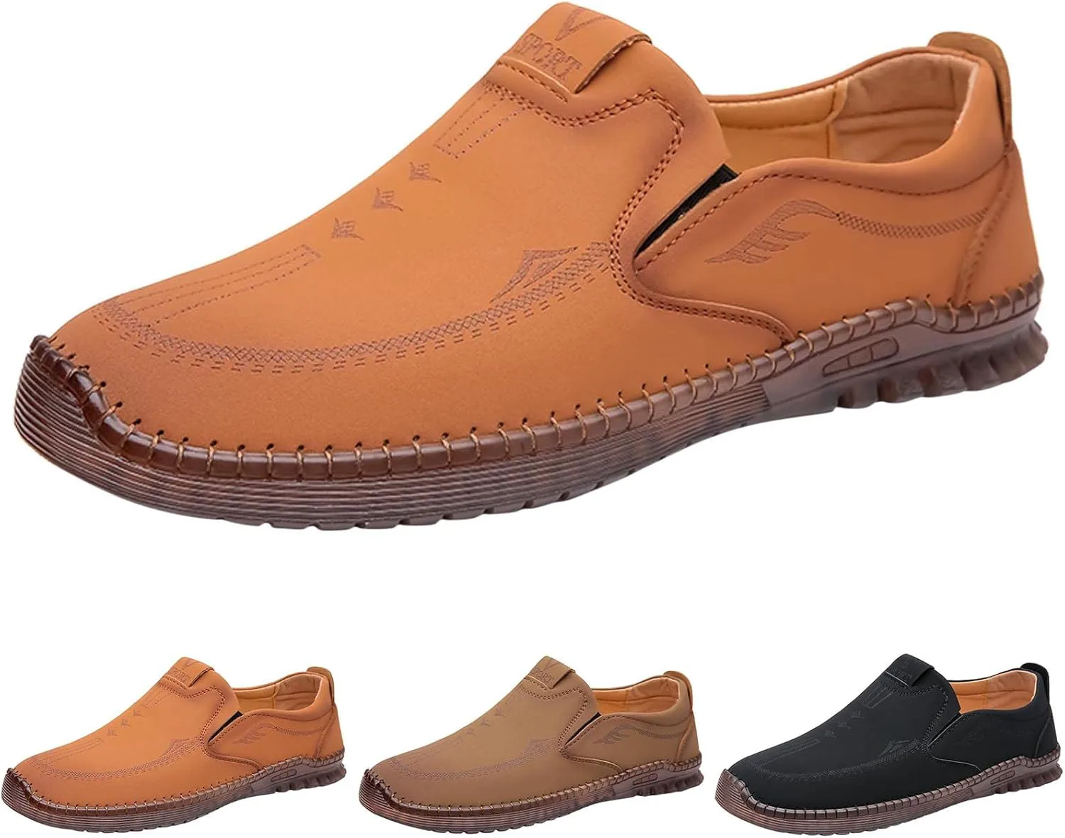 

Men Casual Shoes Fashionable Four Season Cowhide Breathable Comfortable Non Slip Soft Sole Mens Casual Shoes Size 13 Generic, желтый