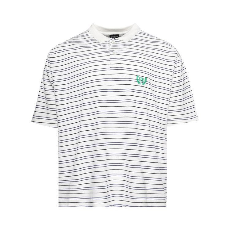 

Поло Balenciaga Striped Polo Shirt, White/Blue