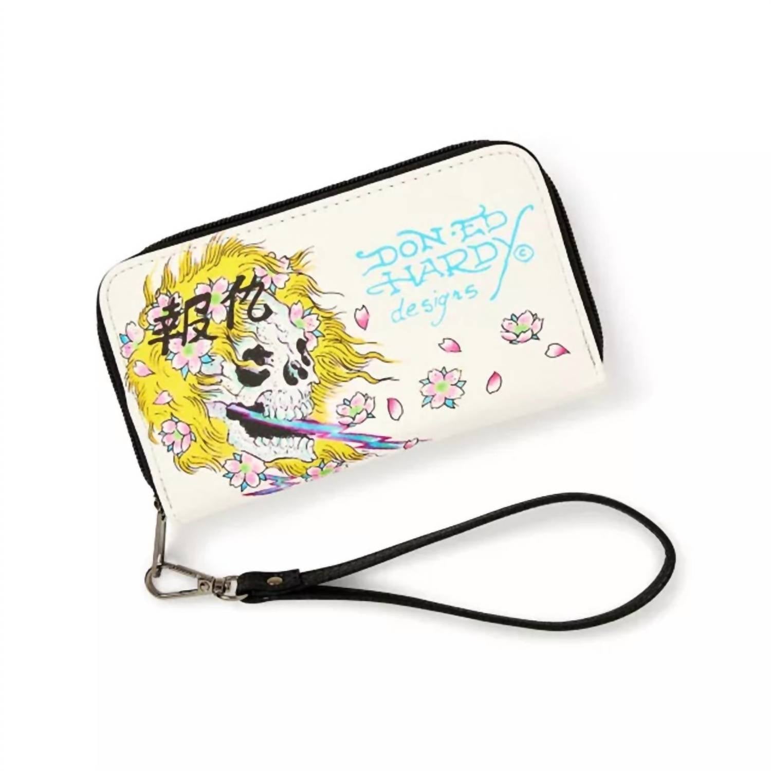 

Женский кошелек с цветочным принтом и застежкой-молнией, белый, многоцветный Ed Hardy, White Multi