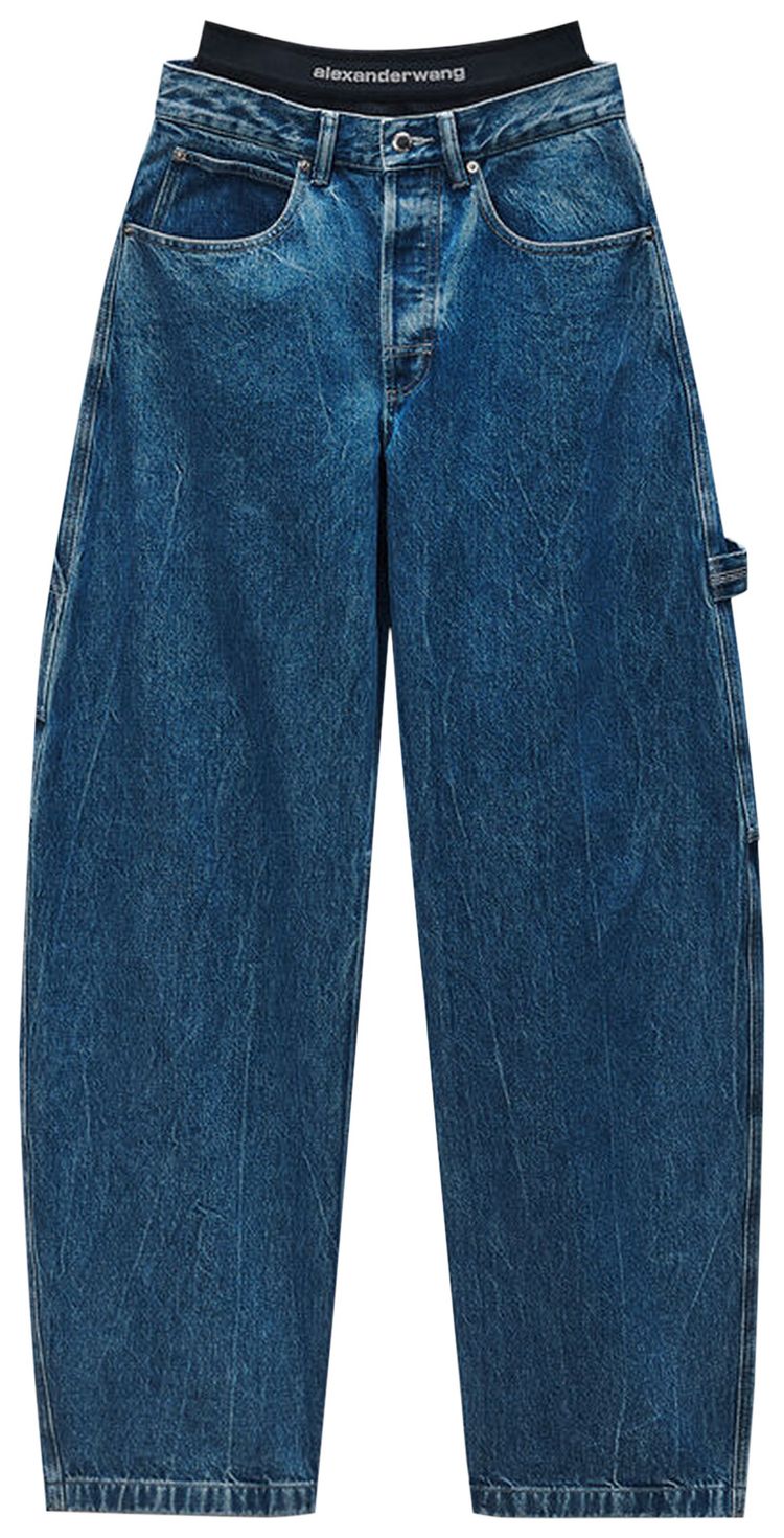 

Джинсы Alexander Wang Logo Elastic Prestyled Mid Rise Oversized Jean, синий