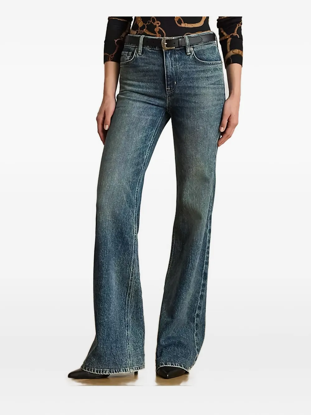 

Джинсы-клеш с высокой талией Lauren Ralph Lauren, синий