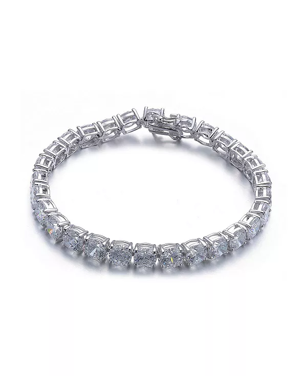 

Теннисный браслет из стерлингового серебра с покрытием из белого золота и прозрачными кубическими цирконами Genevive, white