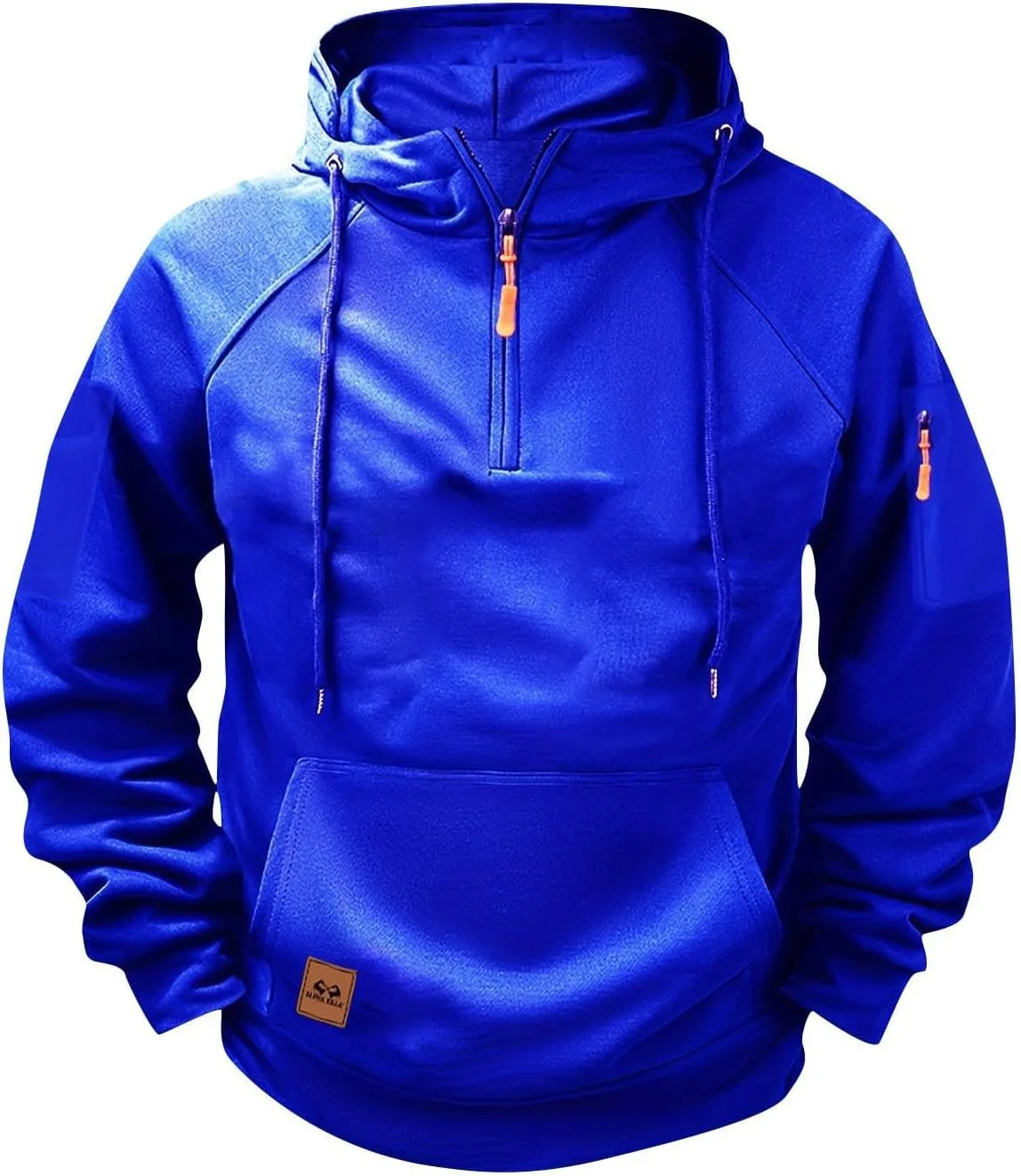 

FZYLQY мужской худи с полумолнией, длинный рукав, с карманом-кенгуру, бежевый