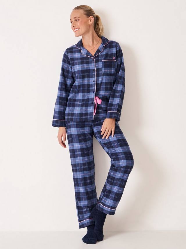 

Фланелевый клетчатый пижамный комплект с пуговицами Crew Clothing, Navy Blue
