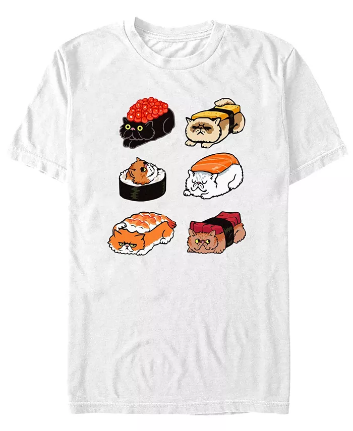 

Мужская футболка с коротким рукавом Sushi Persian Cat Design By Humans, белый