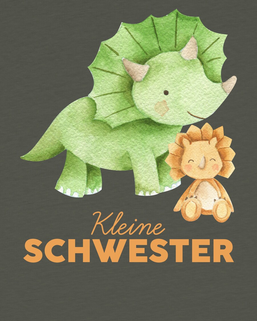 Рубашка watabout.kids Dinosaurier 07 Kleine Schwester, хаки/светло-зеленый — фото 4