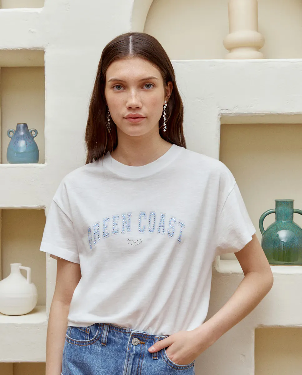 

Женская футболка с короткими рукавами и логотипом Green Coast, белый