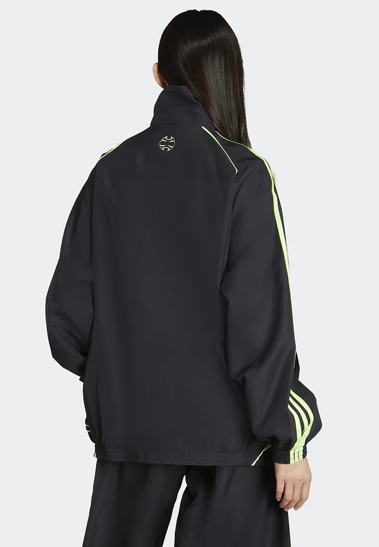 Толстовка оверсайз, Teamgeist Adicolor, Adidas, черный/зеленый — фото 2