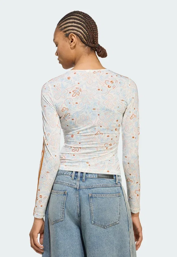 Топ Adidas Originals Summer Glow Mesh Graphics Long Sleeve, светло-бежевый/ржаво-оранжевый — фото 2