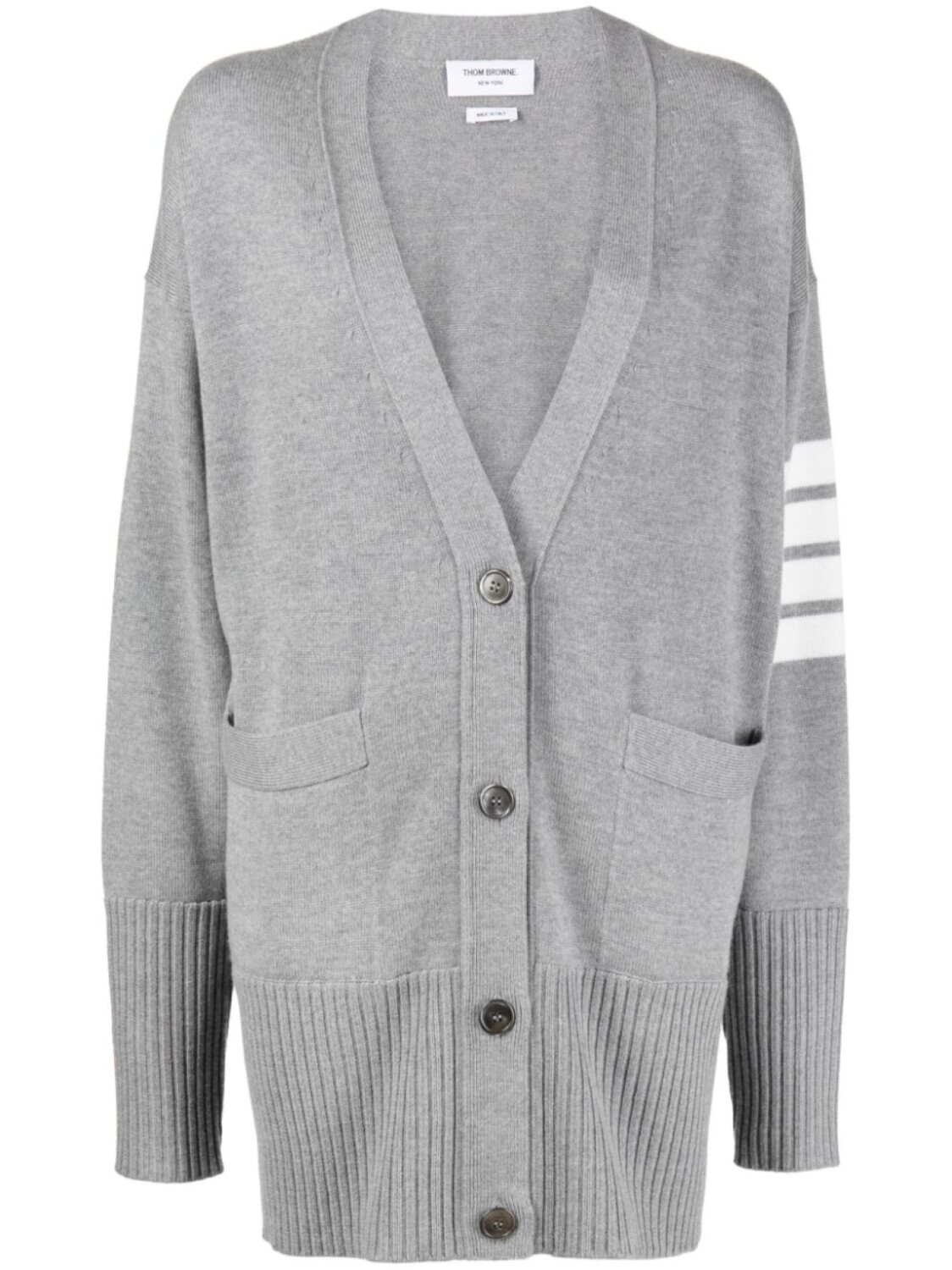 

Thom Browne кардиган из вирджинской шерсти с полосками 4-Bar, серый