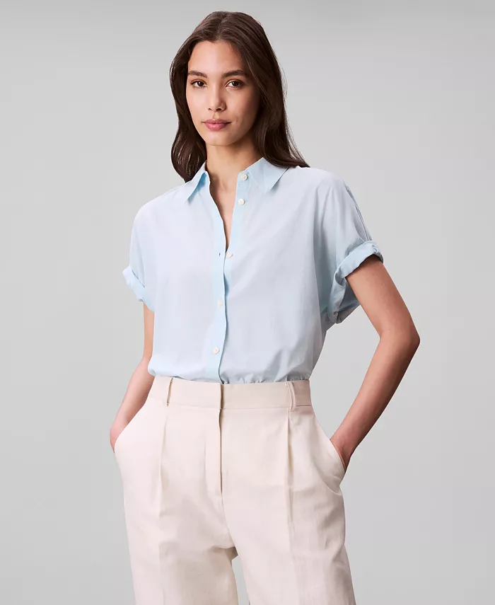 

Женская рубашка с коротким рукавом и отложным воротником Calvin Klein, синий
