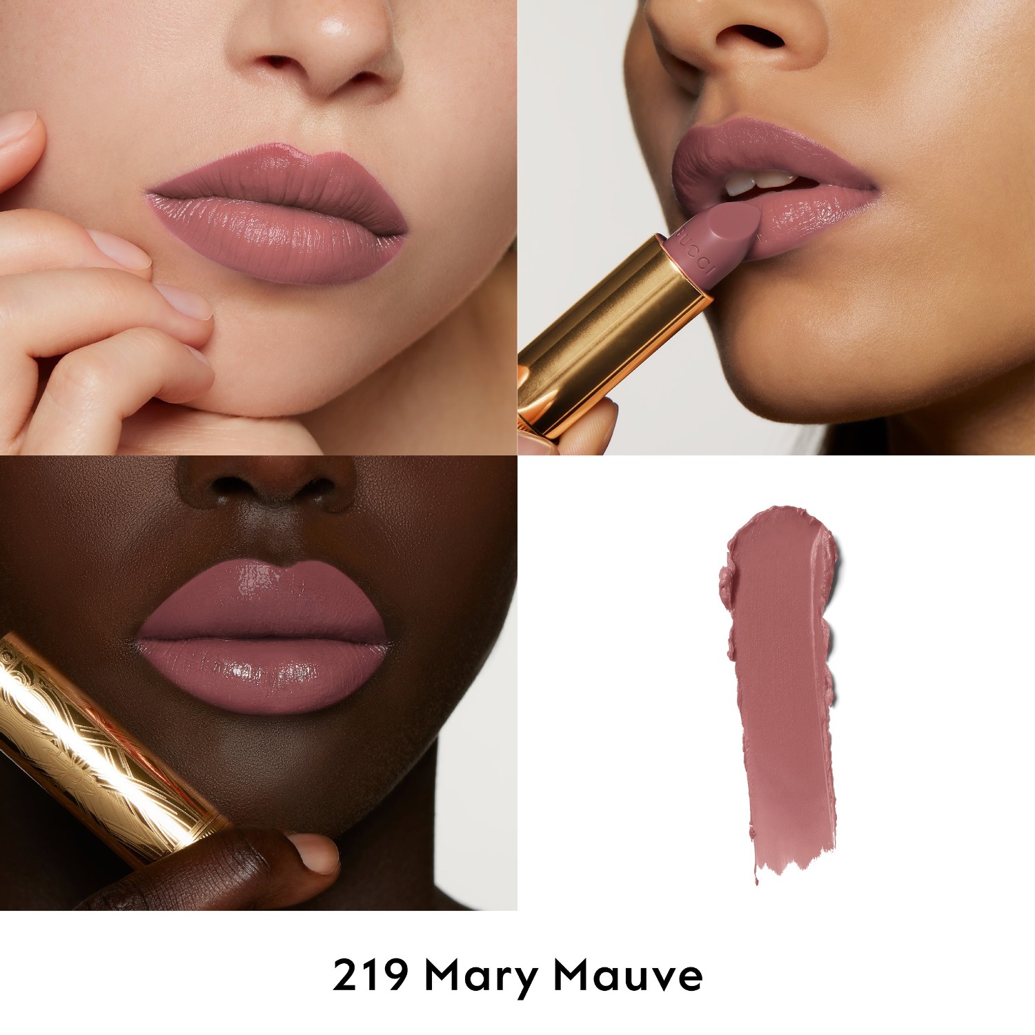 Помада для губ gucci beauty rouge à lèvres satin Gucci, 219 - mary mauve, вес 3.5 гр. — фото 3