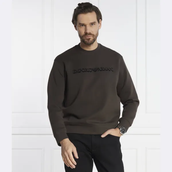 Толстовка комфортного кроя Emporio Armani, коричневый — фото 2