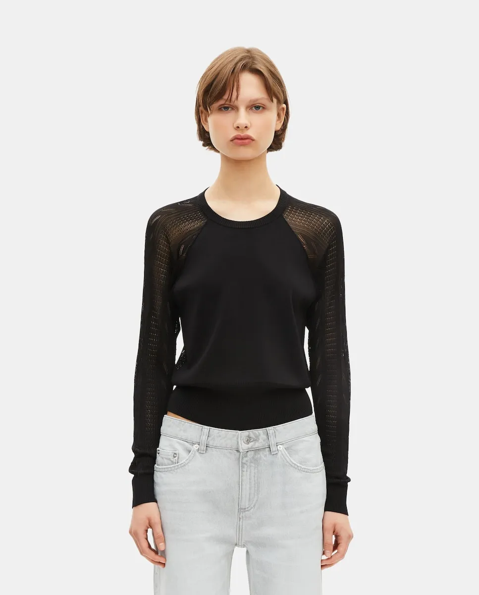 

Женский свитер приталенного кроя с круглым вырезом The Kooples, черный