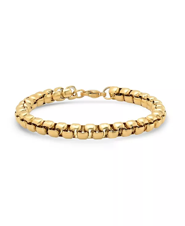 

Мужской браслет из толстой круглой звеньевой стали с покрытием из 18-каратного золота Steeltime, gold