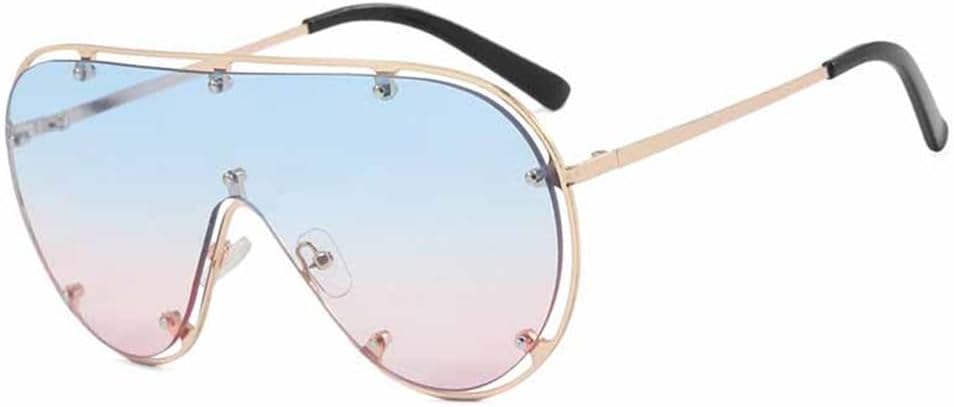 

Модные солнцезащитные очки с металлической оправой и заклепками, женские и мужские солнцезащитные очки для летнего вождения, путешествий, вечеринок, защита от УФ-излучения UV400 KTUCN, Blue Pink