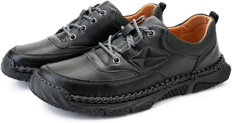 

Мужские оксфорды из натуральной кожи ручной работы, комфортные повседневные прогулочные туфли с плетеной отделкой, черного, коричневого и серого цветов Generic