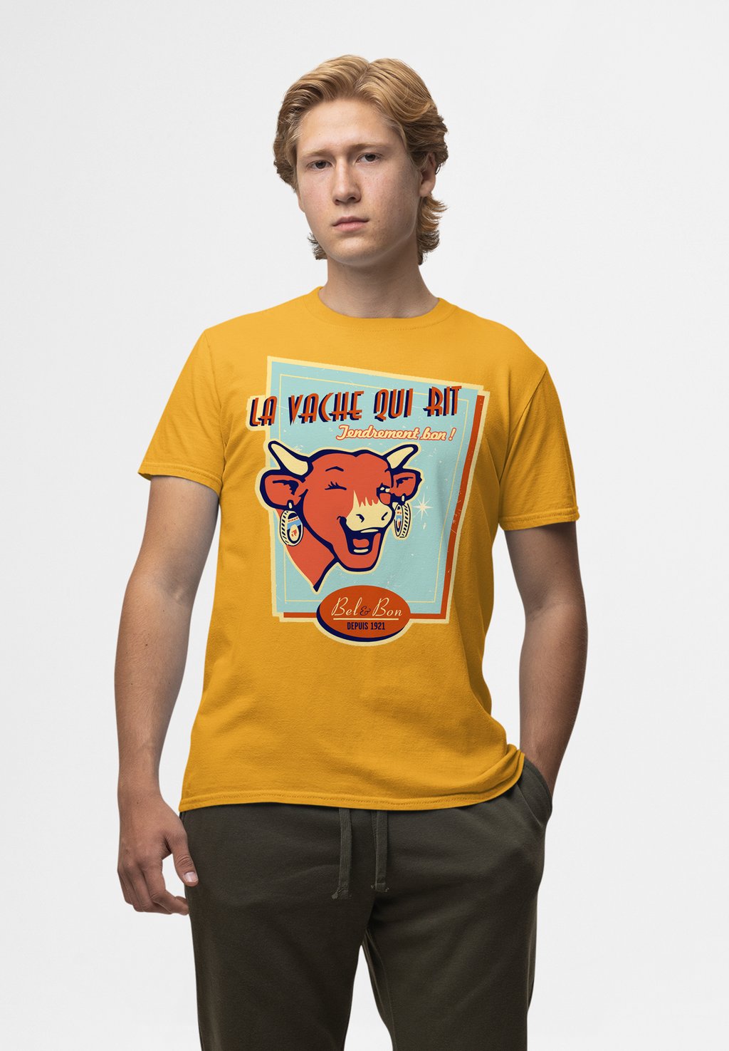 

Футболка с принтом THE LAUGHING COW FOR CHEESE LOVERS Henry Tiger, золотой