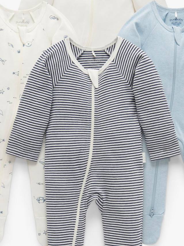Детский комбинезон для сна из органического хлопка Purebaby, цвет Vanilla Nautical — фото 3